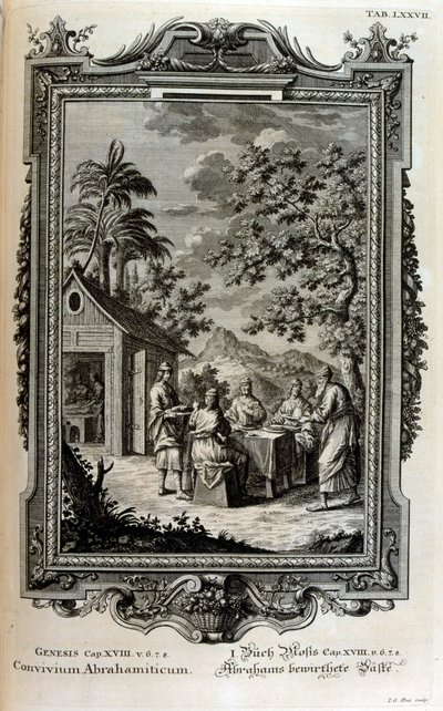 Abraham visitado por ángeles de Johann Jakob Scheuchzer