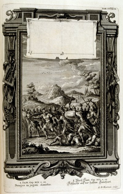 Hebreos en la batalla; (libro de Samuel) de Johann Jakob Scheuchzer