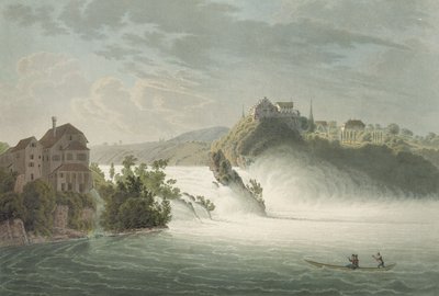 Las cataratas del Rin, grabado por J. Hurlimann de Johann Jakob Wetzel