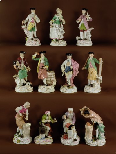 Once figuras de artesanos de Johann Joachim Kaendler