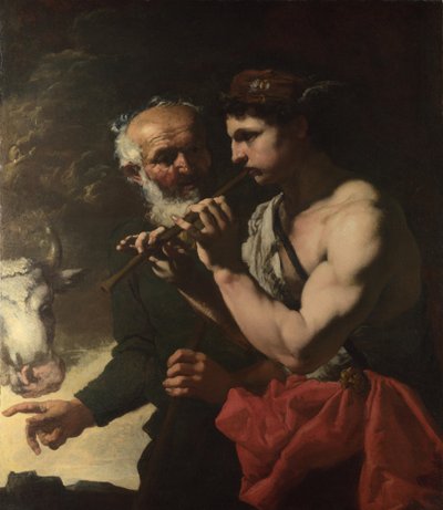 Mercurio tocando la flauta para Argos, 1655-1657 de Johann Karl Loth