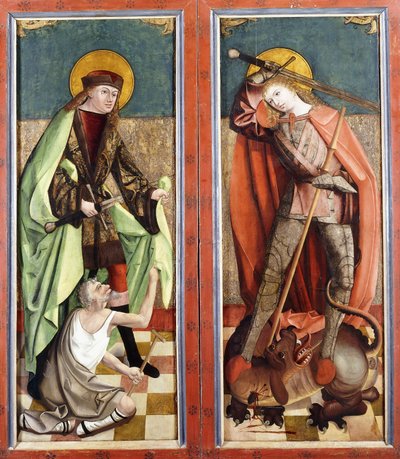 San Martín y el Mendigo; y San Jorge y el Dragón - las alas de un retablo de Johann Koerbecke