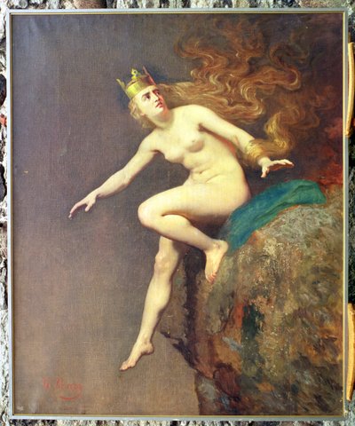 Lorelei, un estudio para la pintura La imprecación de Lorelei por los monjes, 1887 de Johann Koler