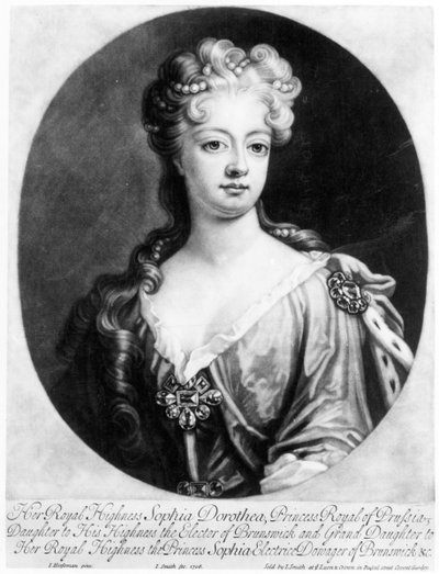 Sofía Dorotea, Reina de Prusia, grabado por John Smith, 1706 de Johann Leonhard Hirschmann