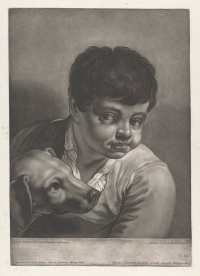 Retrato de niño y perro de Johann Lorenz Haid