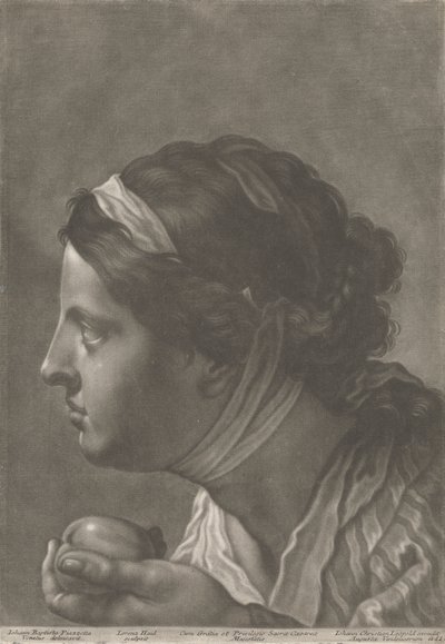 Retrato de mujer con fruta en la mano de Johann Lorenz Haid