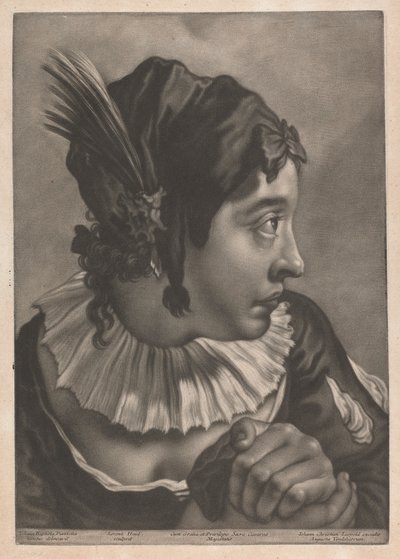 Retrato de mujer con pluma de Johann Lorenz Haid