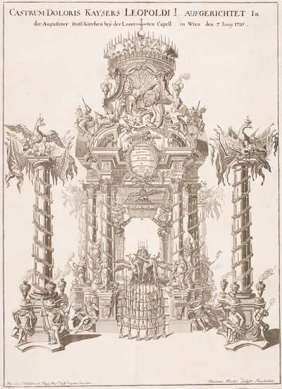 Andamio de luto por el emperador Leopoldo I en la iglesia agustina de Viena, 1705 de Johann Lucas von Hildebrandt