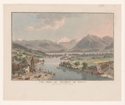 Vista del lago de Thuner desde el castillo de Thun
Vue prise du chateau de Thoun (título en el objeto) de Johann Ludwig Aberli