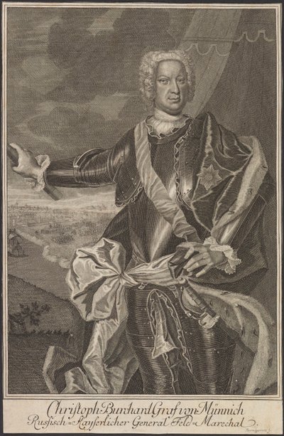Retrato del Conde Burkhard Christoph von Münnich 1683-1767 de Johann Martin Bernigeroth