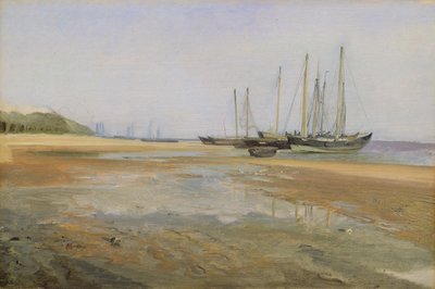 Barcos de carga en las arenas del Elba, 1840-45 de Johann Martin Gensler