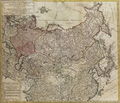 Mapa de Rusia De: Imperii Russici et Tartariae universae tam majoris et Asiaticae quam minoris et de Johann Matthias Hase