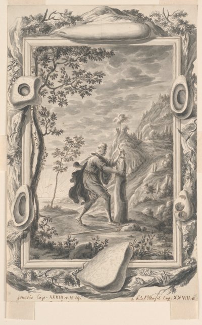 Estudio para Jacob Vierte Aceite sobre la Piedra en Betel, Placa 87, Physica Sacra de Johann Melchior Füssli