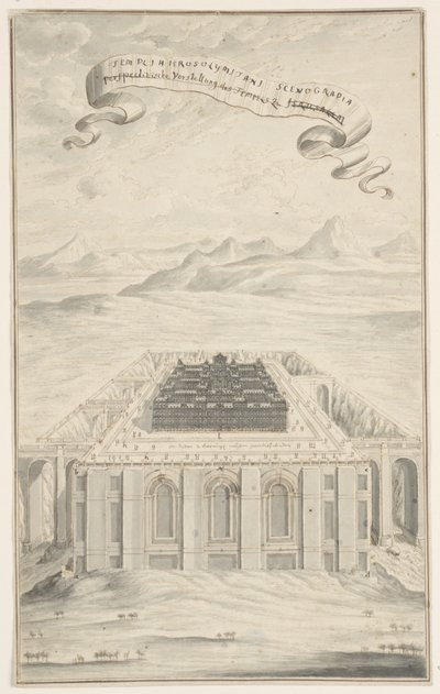 Estudio para El Templo en Jerusalén, Lámina 424, Physica Sacra de Johann Melchior Füssli
