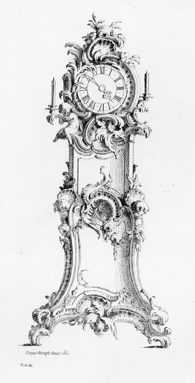 Diseño para un reloj de pie, c.1750 de Johann Michael Hoppenhaupt