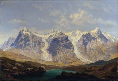 Wetterhorn, Mettenberg y Eiger con los dos glaciares de Grindelwald en el medio de Johann Michael Sattler