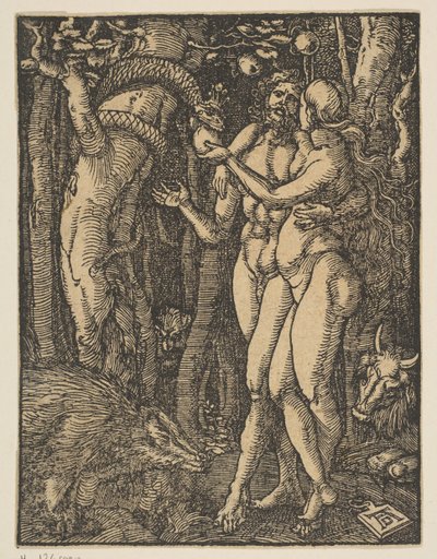 Adán y Eva, de la Pequeña Pasión, copia s.f. de Johann Mommard
