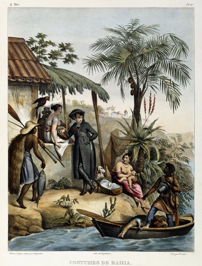 Trajes de Bahía, de "Viaje Pintoresco a Brasil", 1835 de Johann Moritz Rugendas