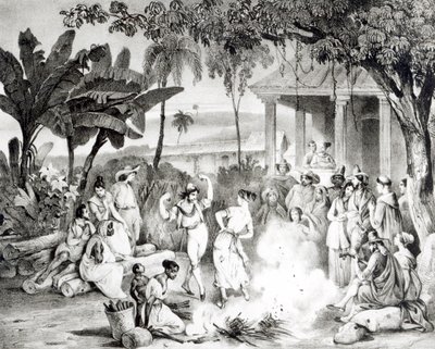 Danza Landu, grabado por Victor Adam y Monthellier de Johann Moritz Rugendas
