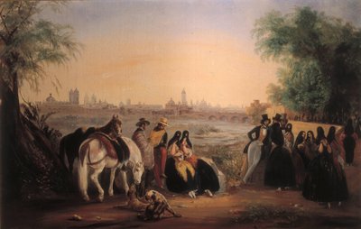 Vista de Lima a lo largo del río Rimac. Pintura de Johann Moritz Rugendas (1802-1858). 1843. de Johann Moritz Rugendas
