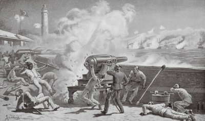 El bombardeo de Alejandría (litografía) de Johann Nepomuk (after) Schonberg
