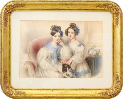 Doble Retrato de las Archiduquesas María Teresa 1816-1867 y María Karolina 1825-1915, 1832 de Johann Nepomuk Ender