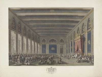 Institución de los Estados Generales por el rey Guillermo I en Bruselas el 21 de septiembre de 1815 Doce láminas de la llegada e inauguración de Guillermo I en Bruselas y las batallas de Quatre-Bras y Waterloo en 1815 (título de la serie) de Johann Nepomuk Gibèle (possibly)