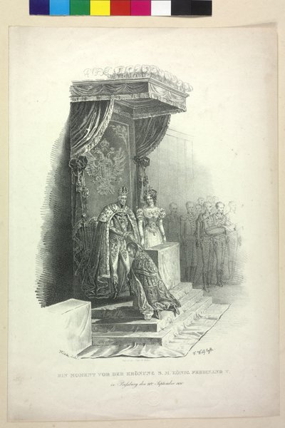 Un momento antes de la coronación del rey Fernando V. en Bratislava el 28 de septiembre de 1830. septiembre de 1830 (litografía) de Johann Nepomuk Hoechle
