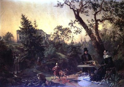 Grupo familiar en el jardín de una casa de campo de Johann Nepomuk Rauch
