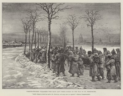 Aldeanos hambrientos que han dejado sus hogares en camino a San Petersburgo de Johann Nepomuk Schonberg