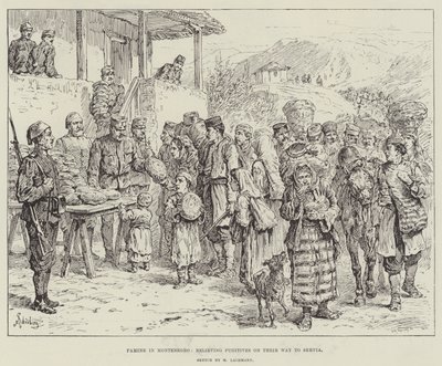 Hambre en Montenegro, socorriendo a fugitivos en su camino a Serbia de Johann Nepomuk Schonberg