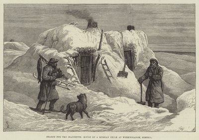 Búsqueda del Jeannette, Casa de un exiliado ruso en Werkholansk, Siberia de Johann Nepomuk Schonberg