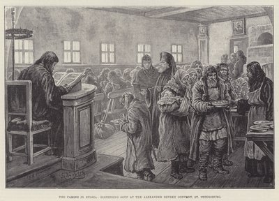 La hambruna en Rusia, repartiendo sopa en el Convento Alexander Nevsky, San Petersburgo de Johann Nepomuk Schonberg
