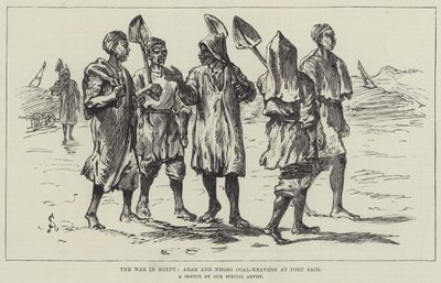 La Guerra en Egipto, Árabes y Cargadores de Carbón en Port Said de Johann Nepomuk Schonberg