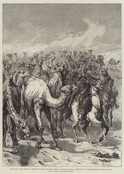 La guerra en Sudán, captura de trescientos camellos por el General de División Sartorius en un reconocimiento desde Souakim de Johann Nepomuk Schonberg