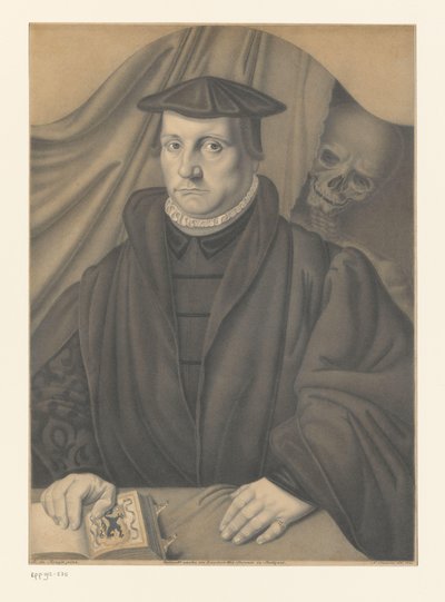 Retrato de un hombre desconocido con un esqueleto detrás
Obras de la colección de los hermanos Boisserée (título de la serie)
Galerie des Frères Boisserée (título de la serie) de Johann Nepomuk Strixner