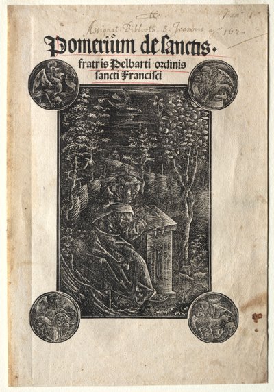 Pelbart de Temesvar estudiando en un jardín de Johann Otmar