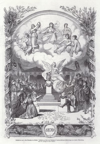 Escena final de El despertar de las artes, celebración del centenario del nacimiento de Beethoven, por Julius Rodenberg de Johann Paul Adolf Kiessling