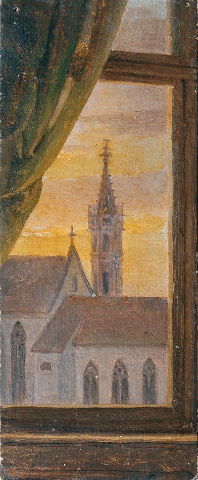 Ver a través de una ventana de una torre de iglesia gótica de Johann Peter Krafft