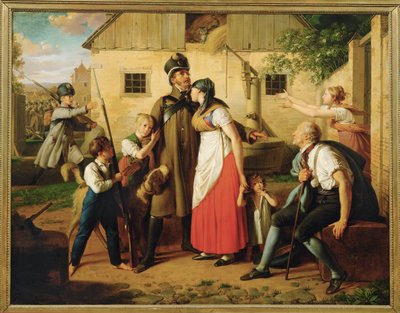 Die Heimkehr des Landwehrmannes - El regreso del miliciano ... (pintura sobre lienzo) de Johann Peter Krafft