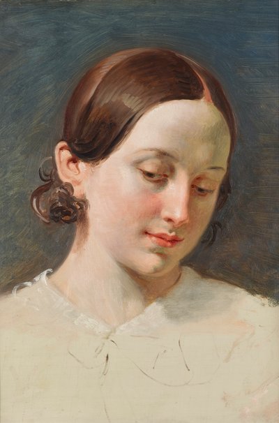 Cabeza de niña con cabello castaño (estudio para "Rüdiger und Angelica") de Johann Peter Krafft