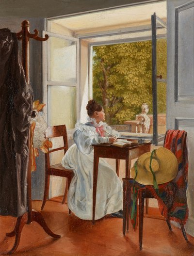Marie Krafft en el escritorio de Johann Peter Krafft