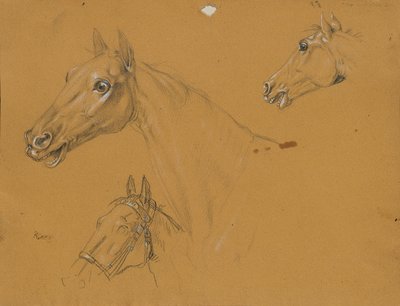 Estudio de caballos para "Archiduque Karl con su personal en la batalla de Aspern" de Johann Peter Krafft
