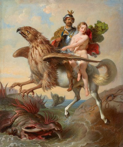 Rüdiger y Angélica (Estudio para "Rüdiger y Angélica") de Johann Peter Krafft