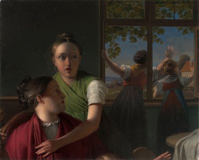 Cuatro chicas en una habitación. de Johann Peter Krafft