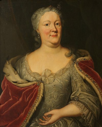 Retrato de Maria Louisa van Hessen-Kassel, llamada Maaike-Meu. Viuda del jefe de estado de Frisia, Juan Guillermo Friso, príncipe de Orange-Nassau de Johann Philipp Behr