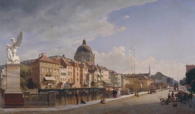 Vista trasera de las casas en Schloßfreiheit, 1855 de Johann Philipp Eduard Gaertner