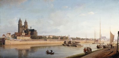 Magdeburgo a orillas del río Elba - Vista de este a oeste, 1853 de Johann Philipp Eduard Gartner