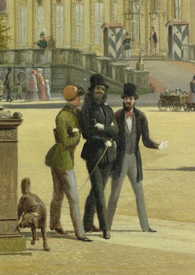 Nueva Casa de Guardia, Arsenal, Palacio de los Príncipes y Castillo en Berlín, 1849 (detalle) de Johann Philipp Eduard Gartner