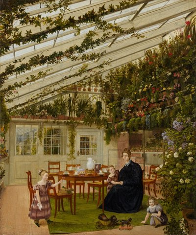 La familia del Sr. Westfal en el invernadero, 1836 de Johann Philipp Eduard Gartner